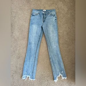 Nordstrom high waisted jeans with distressed bottoms. Size 28